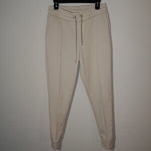 Zara Cuffed Tapered Joggers Elastic Drawstring Waist Size M Cream